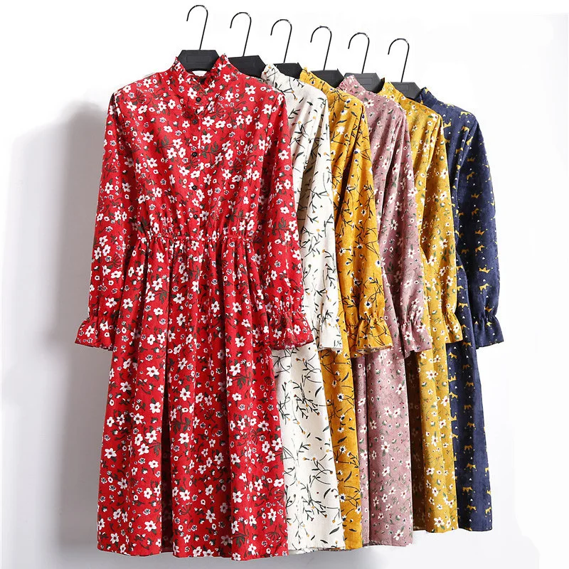 Corduroy Floral Elegant Dress Women Vestidos Mujer 2019 New Arrival Midi Long Sleeve Autumn Winter Dresses Ladies Robe Jurken
Corduroy Floral Elegant Dress Women Vestidos Mujer 2019 New Arrival Midi Long Sleeve Autumn Winter Dresses Ladies Robe Jurken
