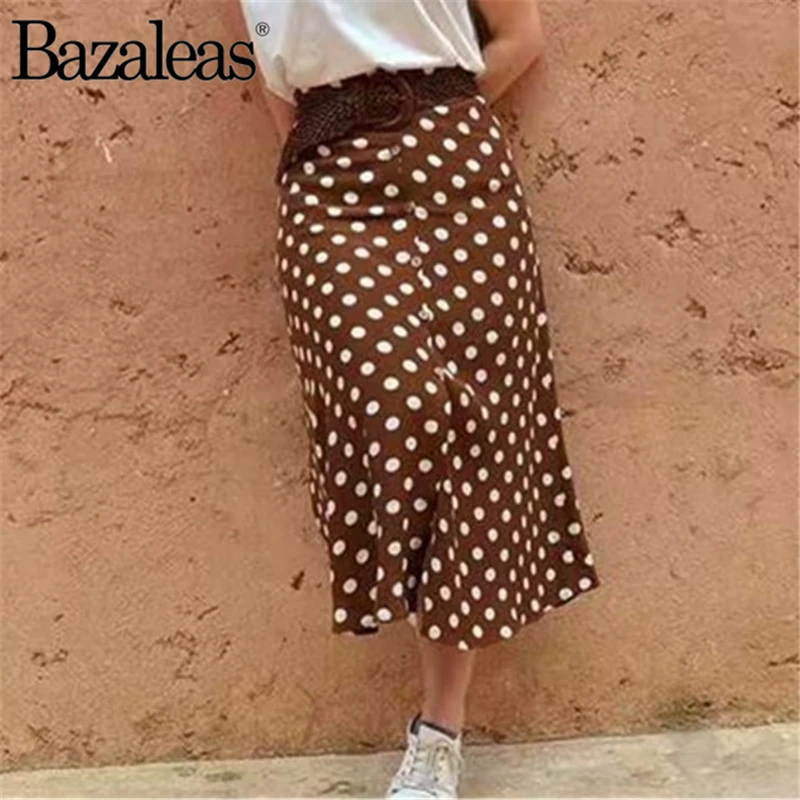 Bazaleas 2018 Summer Dot Pattern France Skirt Brown Mid Calf Skirt Buttons Split Slim Fashion Skirt Vintage A line Skirts Casual
Bazaleas 2018 Summer Dot Pattern France Skirt Brown Mid Calf Skirt Buttons Split Slim Fashion Skirt Vintage A line Skirts Casual