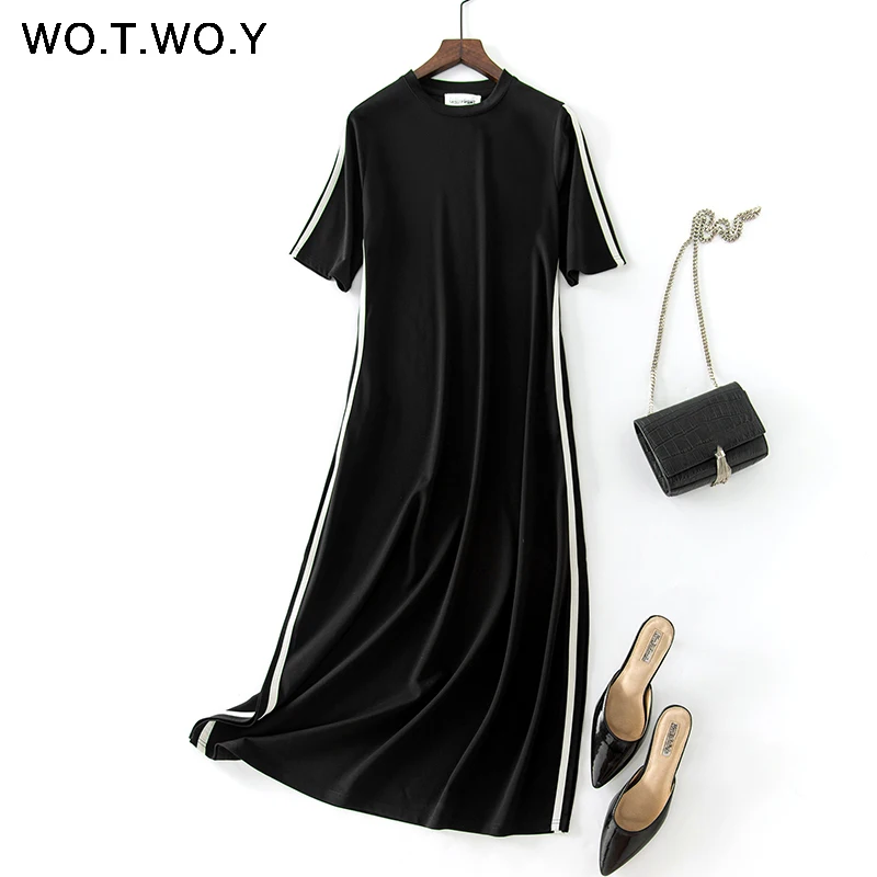 WOTWOY Summer Ribbon Knitted Long Dress Women 2019 Casual Elegant O-Neck Straight Mid-Calf T Dress Black Green Women Clothes
WOTWOY Summer Ribbon Knitted Long Dress Women 2019 Casual Elegant O-Neck Straight Mid-Calf T Dress Black Green Women Clothes