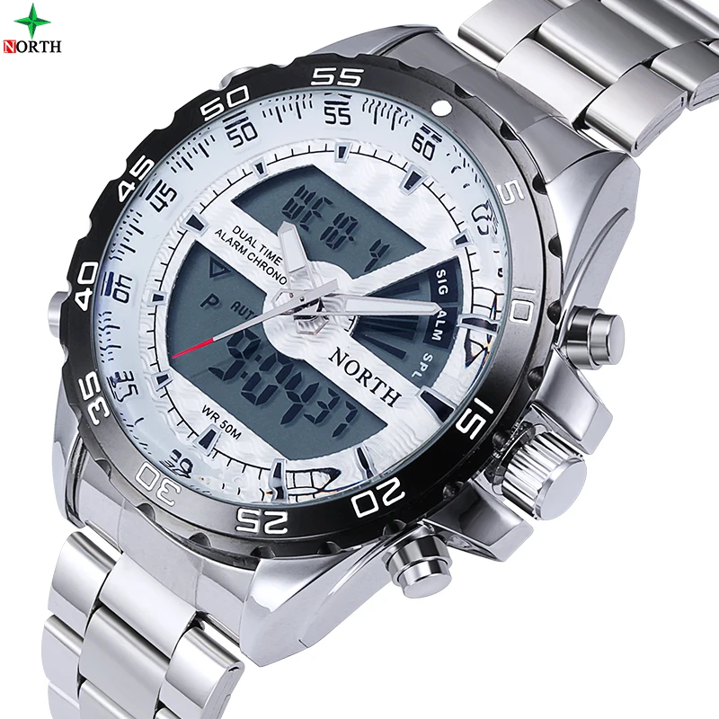 Mens Fashion Sports Watches LED Digital-Watch Men Sports Military Quartz Watch Steel Strap Relogio Masculino Luxury Brand NORTH
Mens Fashion Sports Watches LED Digital-Watch Men Sports Military Quartz Watch Steel Strap Relogio Masculino Luxury Brand NORTH