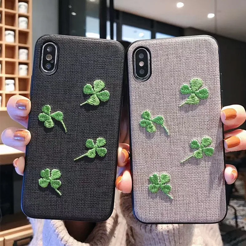 For iPhone X Luxury 3D Relief Clover Dattern Embroidery Cloth Texture Cover Phone Case For iPhone 6 6S 7 8 Plus X XS XR MAX Capa
For iPhone X Luxury 3D Relief Clover Dattern Embroidery Cloth Texture Cover Phone Case For iPhone 6 6S 7 8 Plus X XS XR MAX Capa