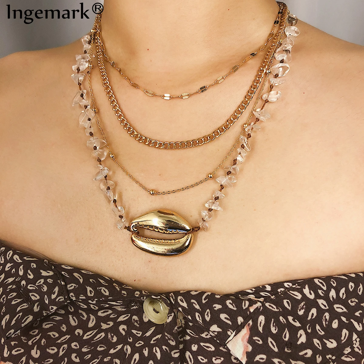 Ingemark Multi Layer Big Shell Trendy Choker Necklace for Women Bohemian Hawaiian Seashell Gold Thick Chain Collar Chocker 2019
Ingemark Multi Layer Big Shell Trendy Choker Necklace for Women Bohemian Hawaiian Seashell Gold Thick Chain Collar Chocker 2019