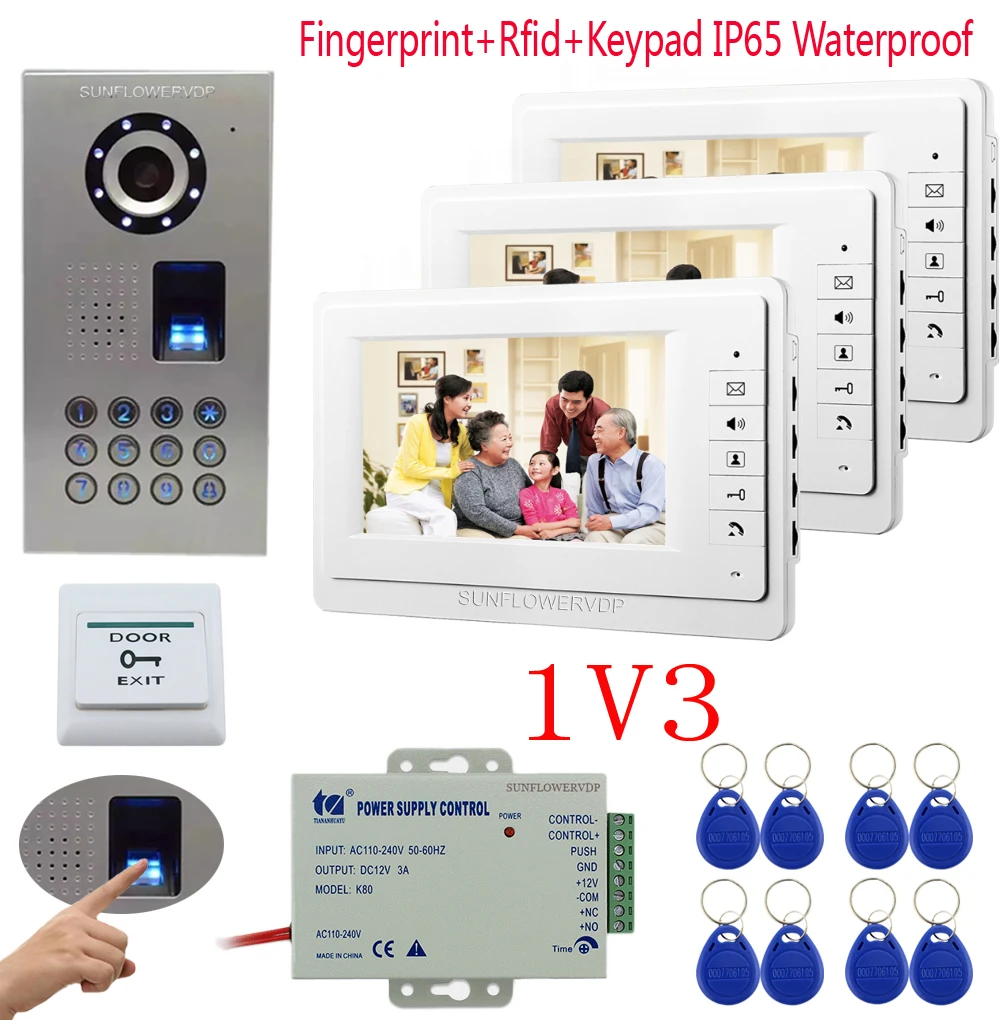 Sunflowervdp Fingerprint Video Door Entry Panel Videophone House 7 Inches For 3 Apartments With IP65 Waterproof Video Calls
Sunflowervdp Fingerprint Video Door Entry Panel Videophone House 7 Inches For 3 Apartments With IP65 Waterproof Video Calls