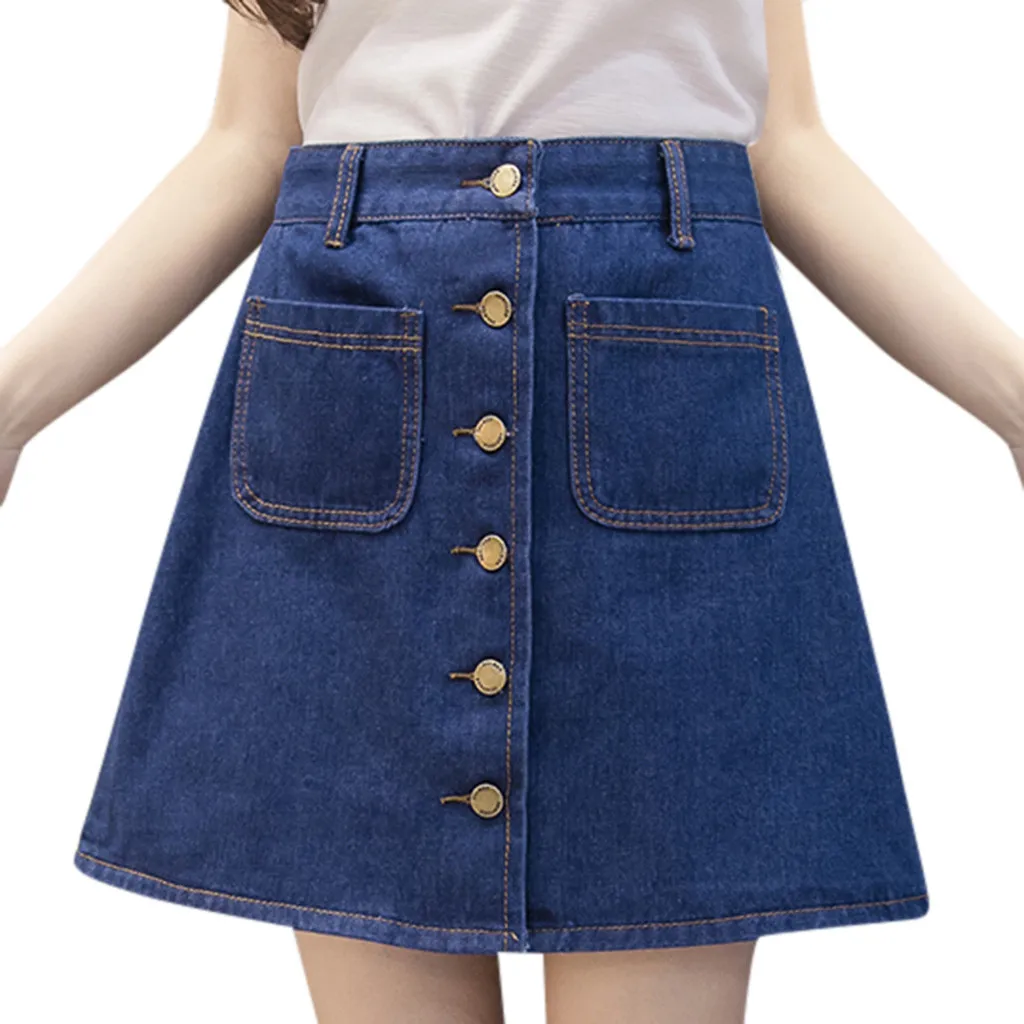 Women Denim Skirt High Waist A-line Mini Skirts Single Button Pockets Blue Black Jean Skirt Style 2019 Summer New Arrivals #F
Women Denim Skirt High Waist A-line Mini Skirts Single Button Pockets Blue Black Jean Skirt Style 2019 Summer New Arrivals #F