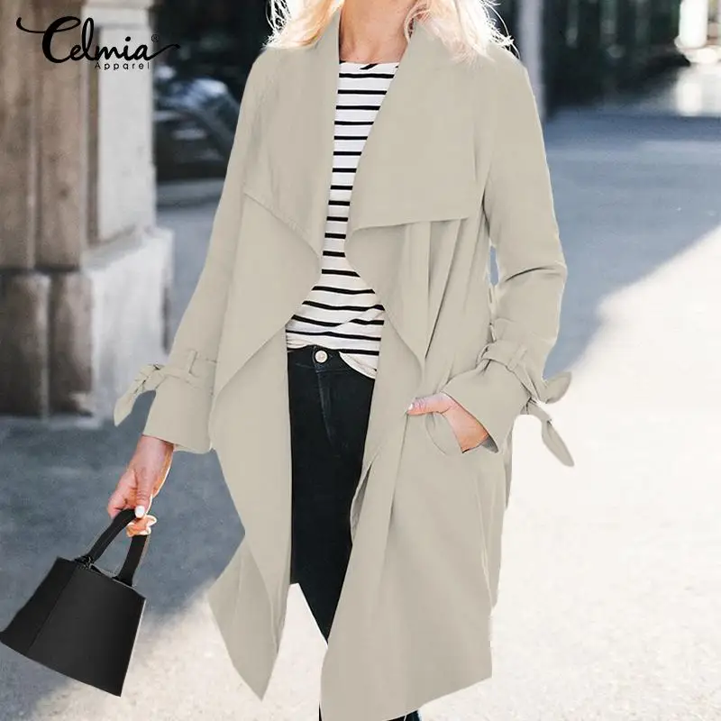 Women Trench Coats Celmia Spring Autumn Long Sleeve Overcoat Solid Jackets Ladeis Slim Fit Long Cardigan Coats Plus Size S-5XL
Women Trench Coats Celmia Spring Autumn Long Sleeve Overcoat Solid Jackets Ladeis Slim Fit Long Cardigan Coats Plus Size S-5XL