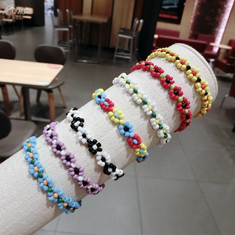AOMU Korea Cute Handmade Weaving Colorful Beading Bracelet Candy Color Flower Bracelet For Women Girls Holiday Jewelry
AOMU Korea Cute Handmade Weaving Colorful Beading Bracelet Candy Color Flower Bracelet For Women Girls Holiday Jewelry