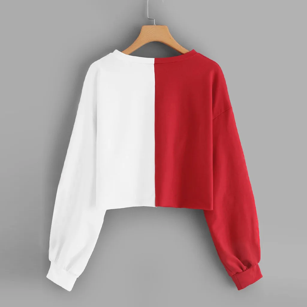 Women Patchwork Sweatshirt Fashion Crop Top Long Sleeve Sweatshirt Short Pullover Hooded Hoodies Sweatshirt Tops Autumn
Women Patchwork Sweatshirt Fashion Crop Top Long Sleeve Sweatshirt Short Pullover Hooded Hoodies Sweatshirt Tops Autumn