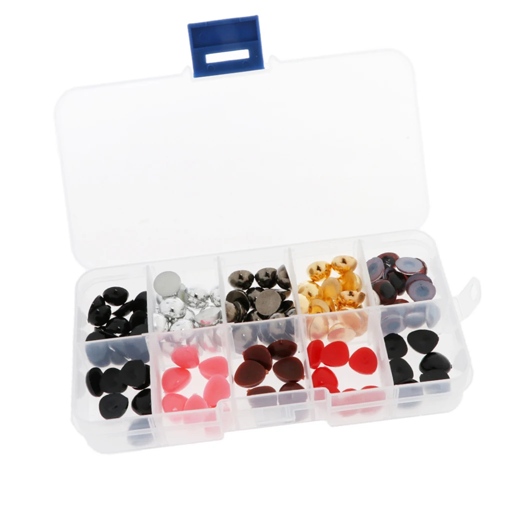 150pcs/ box Safety Dolls Nose Eyes for Puppet Bear Doll Plush Stuffed Animal Felting Toy Craft in Assorted Size Color - 10mm Eye