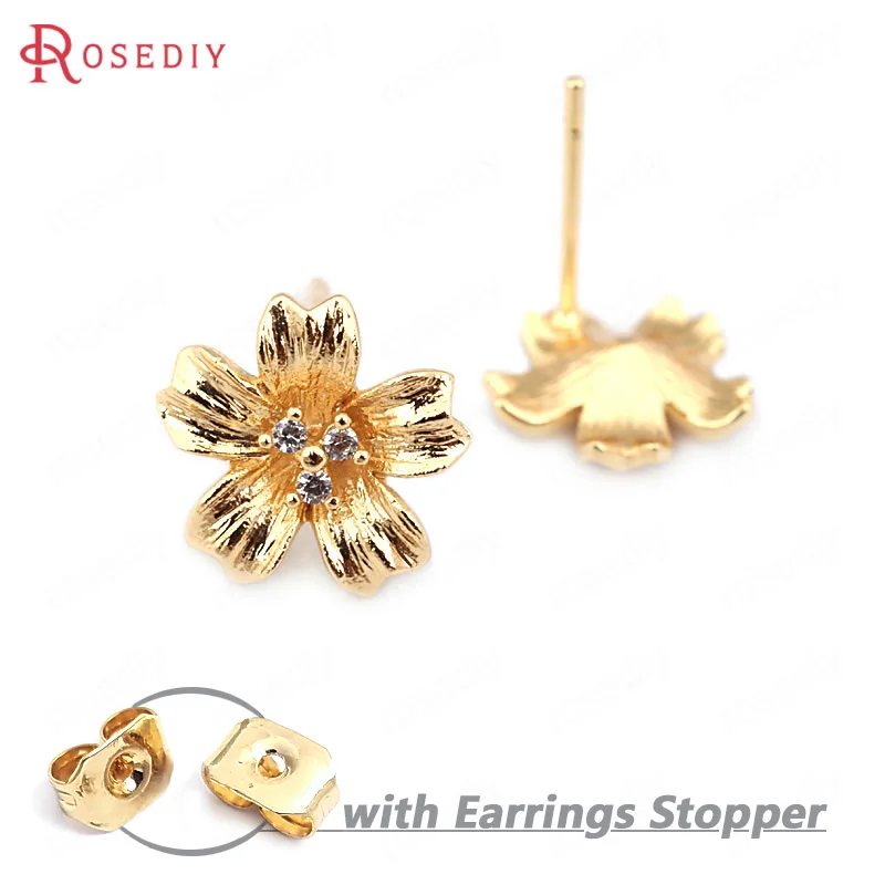 6PCS Flower 11*11MM 24K Gold Color Brass with Zircon Flower Stud Earrings Pins High Quality Diy Jewelry Findings Accessories
6PCS Flower 11*11MM 24K Gold Color Brass with Zircon Flower Stud Earrings Pins High Quality Diy Jewelry Findings Accessories