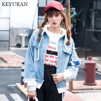 2019 Boyfriend Harajuku style short Patch Designs Hole Hooded Jacket Denim Coat Women Jean Jackets Loose Casual Jacket Removable
2019 Boyfriend Harajuku style short Patch Designs Hole Hooded Jacket Denim Coat Women Jean Jackets Loose Casual Jacket Removable