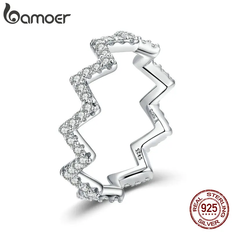 BAMOER Authentic 925 Sterling Silver Geometric Wave Rings for Women Dazzling Cubic Zircon Ring Wedding Jewelry SCR480
BAMOER Authentic 925 Sterling Silver Geometric Wave Rings for Women Dazzling Cubic Zircon Ring Wedding Jewelry SCR480