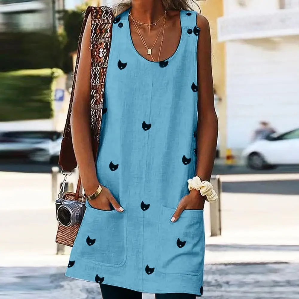 2019 Dress Crew Neck Women Dresses Daytime Casual Pockets Cat Print Plus Size Dresses Summer Fashion Vestidos Verano #G
2019 Dress Crew Neck Women Dresses Daytime Casual Pockets Cat Print Plus Size Dresses Summer Fashion Vestidos Verano #G