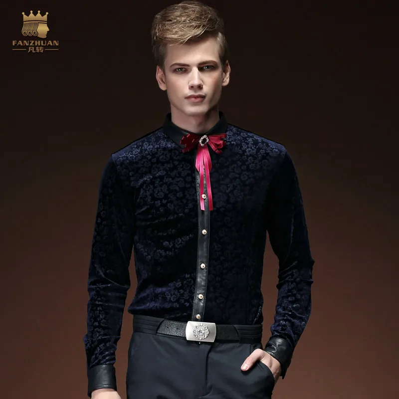 FANZHUAN Men's Shirt PU Leather Splicing Slim Fashion Color Door Jacquard Shirt Dress Banquet Long Sleeve Men's Clothing
FANZHUAN Men's Shirt PU Leather Splicing Slim Fashion Color Door Jacquard Shirt Dress Banquet Long Sleeve Men's Clothing