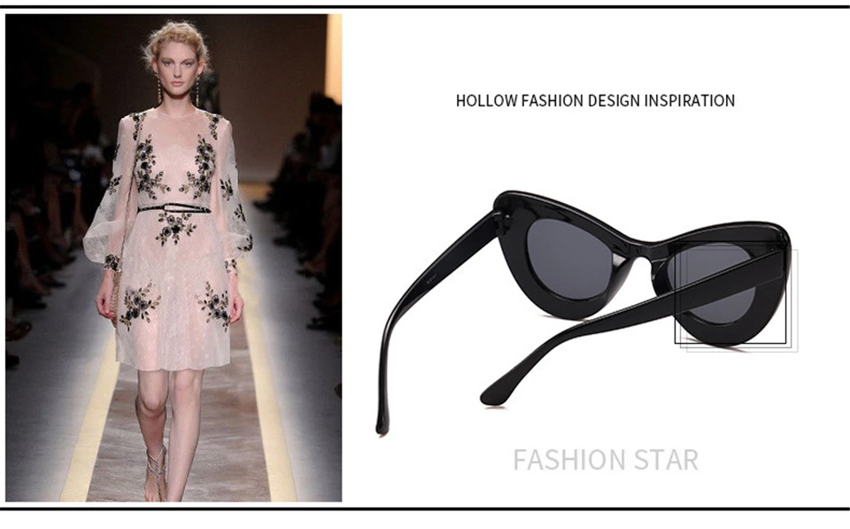 ALIKIAI NEW fashion Cat Eye Sunglasses lady old fashioned Sunglasses wide frame glasses designer sexy girl glasses oculos de sol UV400 (21)