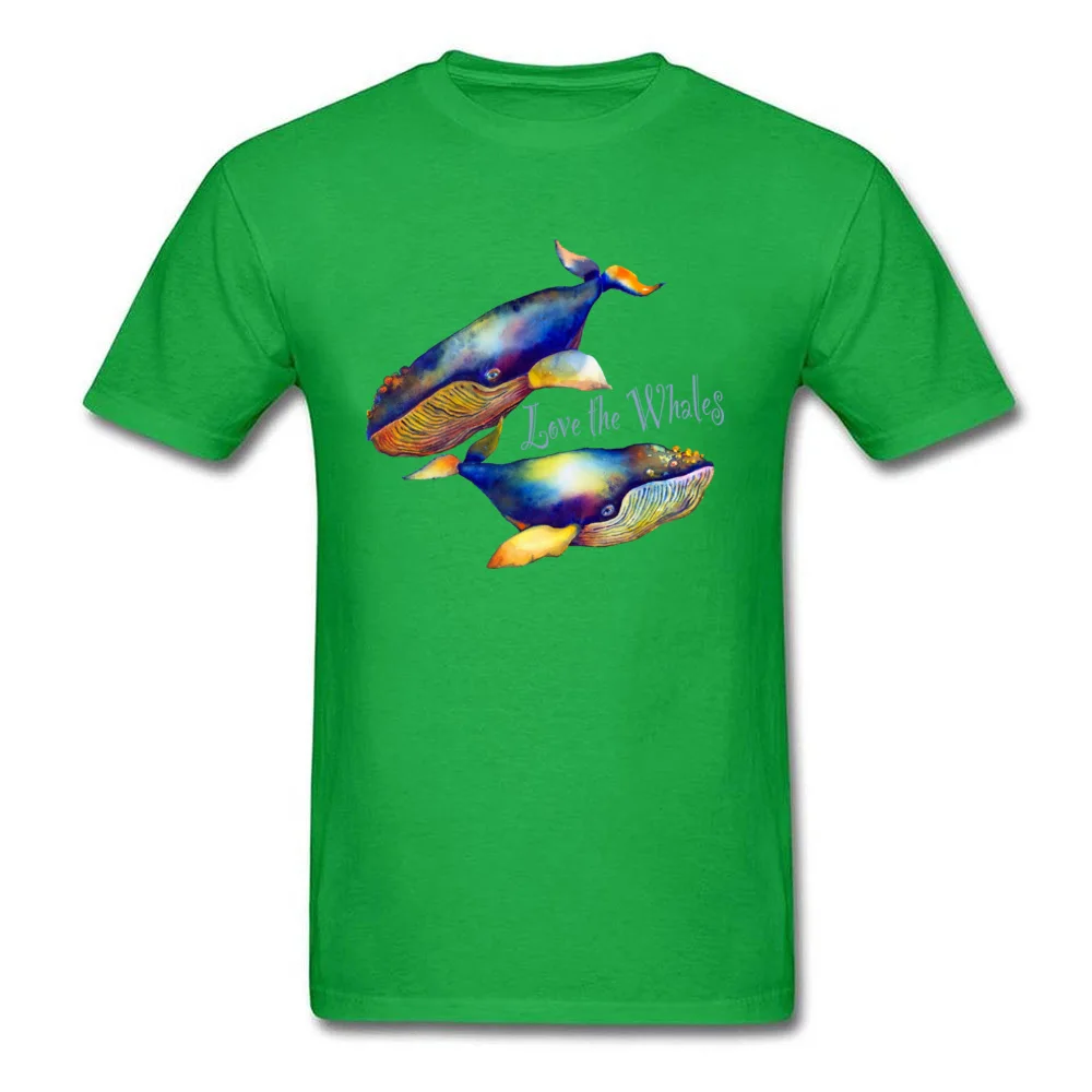 Love the Whales T-shirts Hip Hop Short Sleeve Hip hop 100% Cotton O-Neck Adult Tops Tees cosie Tee Shirt Summer Love the Whales green