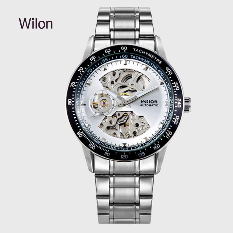 Fashion Wilon Good Quality Hk Brandm Echanical Hand Wind Man Gift Clock Business Stainless Steel Hollow Luxury Male Dress Watch | Наручные
