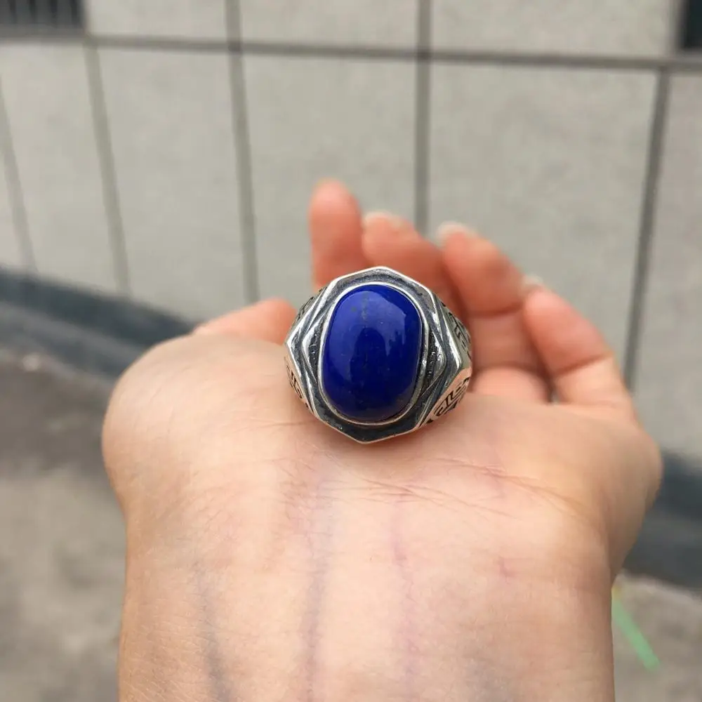 Lapis Lazuli Ring Real 925 Steling Silver s925 100% Natural Blue Lapis Lazuli Gemstones Male's Fine Rings for Men
Lapis Lazuli Ring Real 925 Steling Silver s925 100% Natural Blue Lapis Lazuli Gemstones Male's Fine Rings for Men