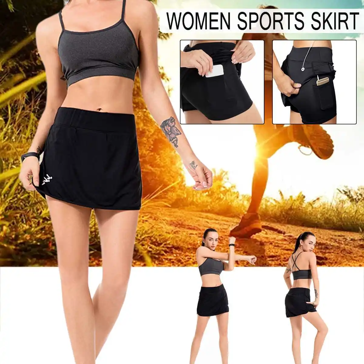 Breathable Polyester Tennis Skorts Woman Pantskirt Sports Skirts with Phone Pocket Cable Hole for Badminton Running Fitness
Breathable Polyester Tennis Skorts Woman Pantskirt Sports Skirts with Phone Pocket Cable Hole for Badminton Running Fitness