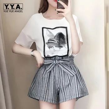 Summer Elegant Women Lace Pearls Printed Short Sleeve T-shirt Wide Leg Belted Shorts Two Piece Set Casual Slim Fit Outfits Suits
Summer Elegant Women Lace Pearls Printed Short Sleeve T-shirt Wide Leg Belted Shorts Two Piece Set Casual Slim Fit Outfits Suits