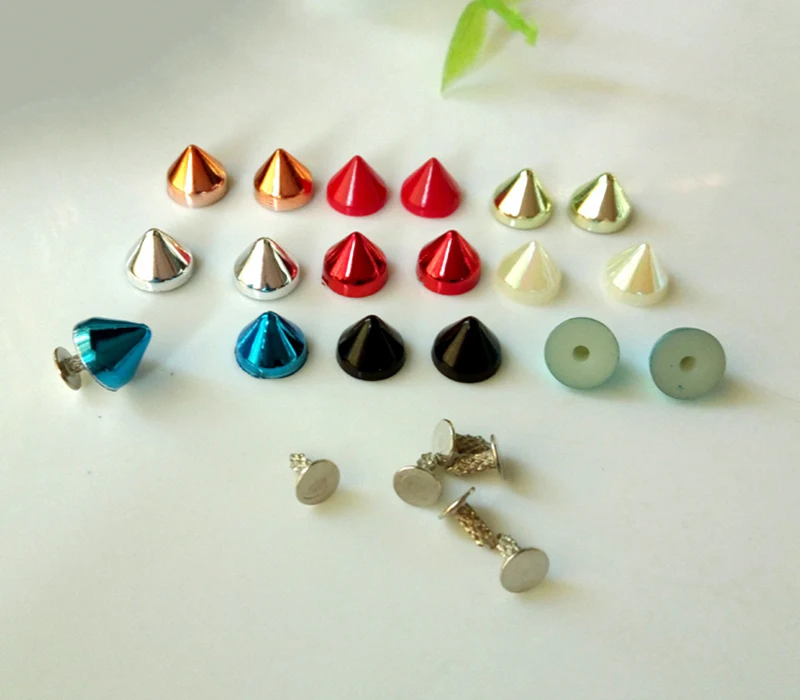 6*5mm Colorful trimits plastic spike garment rivet studs with screws for bag, hat, shoe,leather chocker diy craft accessory
6*5mm Colorful trimits plastic spike garment rivet studs with screws for bag, hat, shoe,leather chocker diy craft accessory