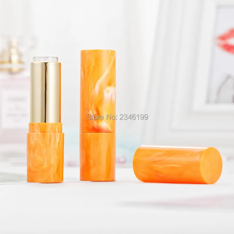 Empty Lipstick Tube 12.1 Irregular Marbling Lip Balm Tube Yellow Erose Jade Pattern Lipstick Container Empty Lip Balm Tube (2)