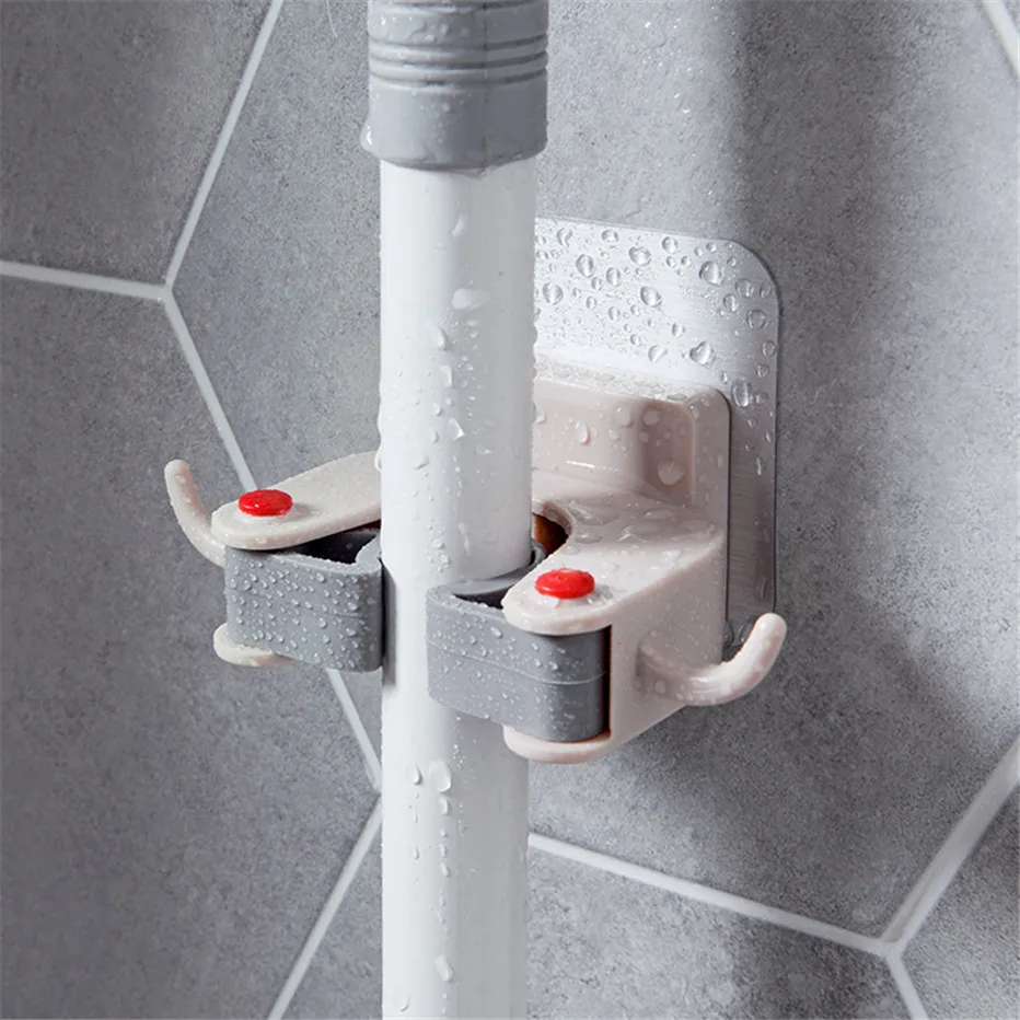 Mop Holder Broom Storage Rack Key Hooks Bathroom Kitchen Tools Organizer Wall Mounted Sticker Umbrella Shelf3