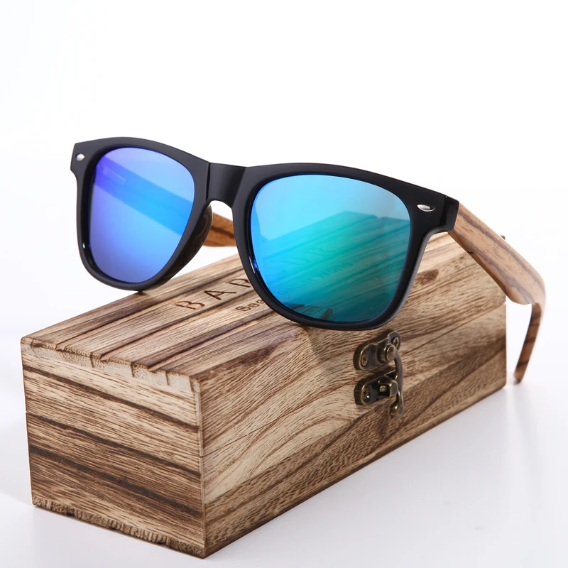 BARCUR Sunglasses Polarized Zebra Wood Glasses Hand Made Vintage BC8720
