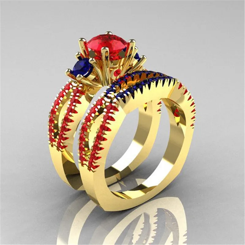 LETAPI New Design luxury Brand Gold Color Red Blue CZ Stone Wedding Ring Set for Woman
LETAPI New Design luxury Brand Gold Color Red Blue CZ Stone Wedding Ring Set for Woman