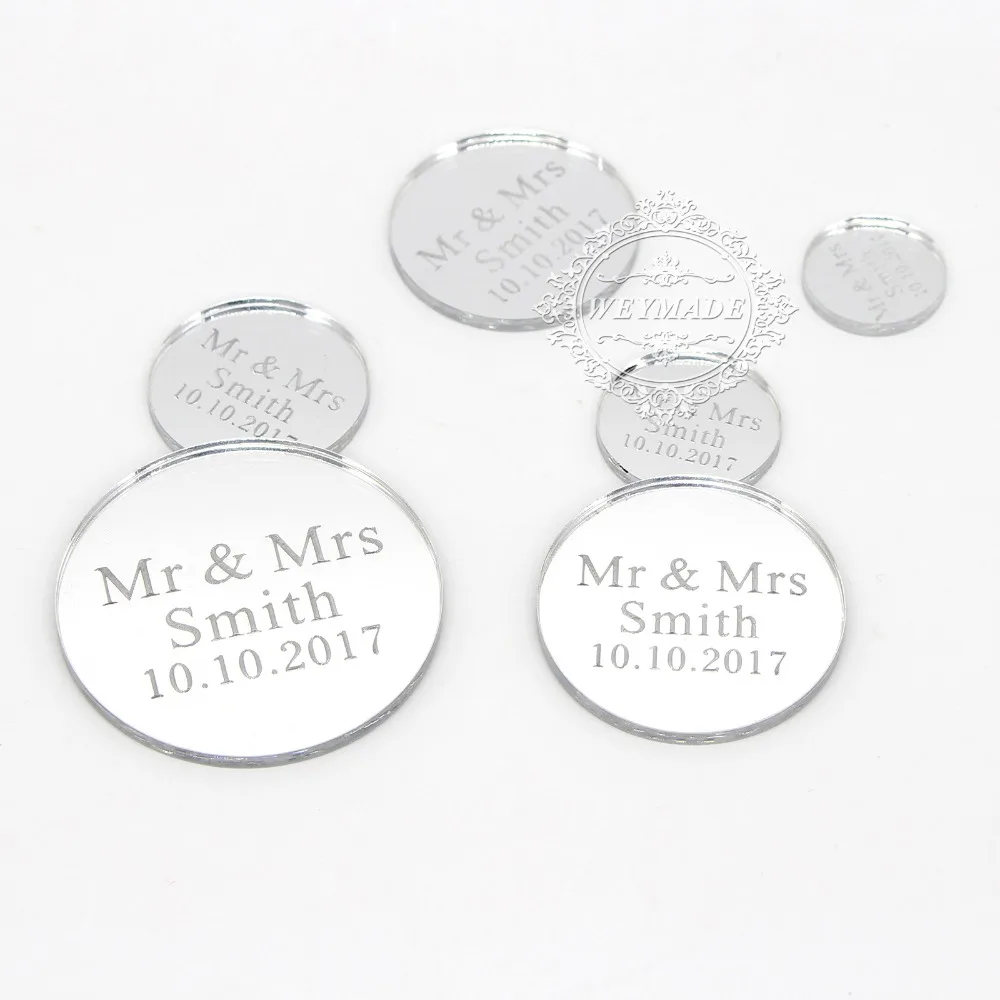 

100 Pieces Personalized Coins Wine Charm For Wedding Favors Round Table Decoration Tag For Engagement / Anniversary / Party