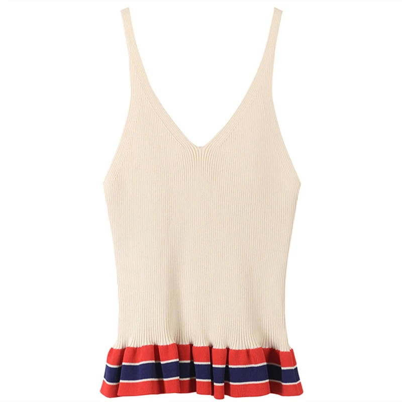 Sexy Backless Camis Summer Slim Spaghetti Strap Crop Top Women Camis Striped Ruffle Pullovers Knit Tops Runway
Sexy Backless Camis Summer Slim Spaghetti Strap Crop Top Women Camis Striped Ruffle Pullovers Knit Tops Runway