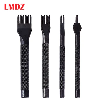 

LMDZ Black Quality Steel 3mm 4mm 1/2/4/6 Prong Inch Chisel Leather Craft Tools Hole Punch Lacing Stitching Perforate Leather