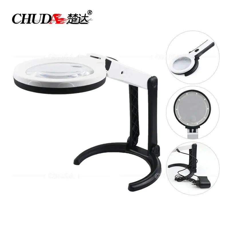 CHUDA Handheld Foldable 12 LED Magnifier Desk Lamp Portable Magnifying Glass for Reading Watch Repairing Soldering Embroidery
CHUDA Handheld Foldable 12 LED Magnifier Desk Lamp Portable Magnifying Glass for Reading Watch Repairing Soldering Embroidery