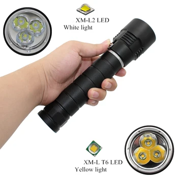 Tactical flashlight 3x L2/T6 LED Diving flashlight Underwater hunting torch white/yellow light Waterproof scuba lantern
Tactical flashlight 3x L2/T6 LED Diving flashlight Underwater hunting torch white/yellow light Waterproof scuba lantern