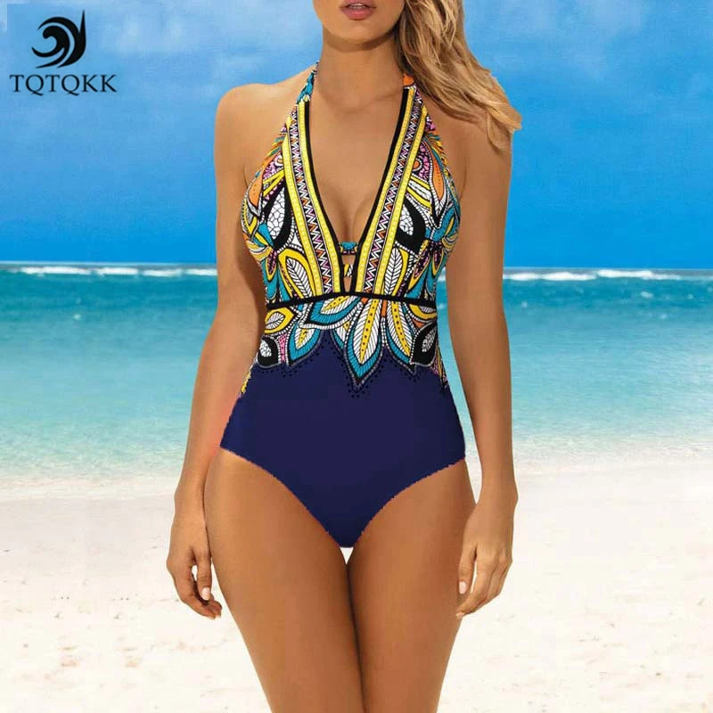2019 Deep V Bikini One Piece Swimsuit Women Swimwear Monokini Vintage Print Bathing Suit Halter Bodysuit Plus Size Beachwear
2019 Deep V Bikini One Piece Swimsuit Women Swimwear Monokini Vintage Print Bathing Suit Halter Bodysuit Plus Size Beachwear