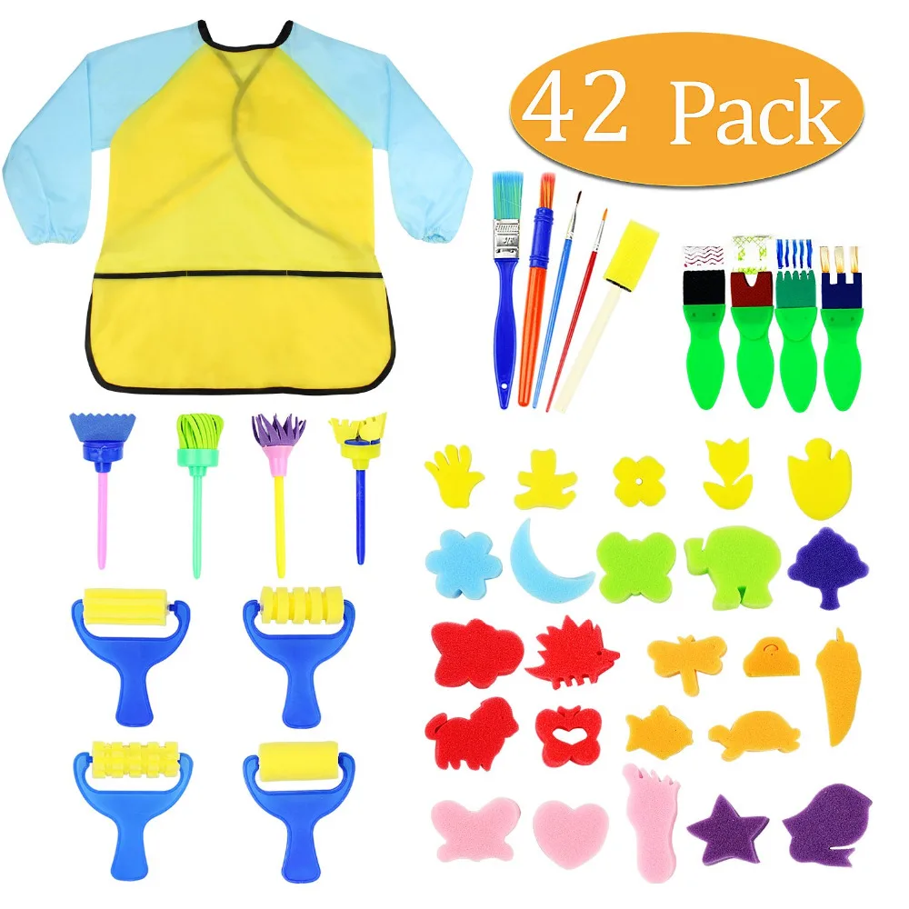 Kid Early Learning Painting Brush 42Pcs Sponge Drawing Paint Craft Brush For Toddlers Assorted Pattern Waterproof Art Apron
Kid Early Learning Painting Brush 42Pcs Sponge Drawing Paint Craft Brush For Toddlers Assorted Pattern Waterproof Art Apron