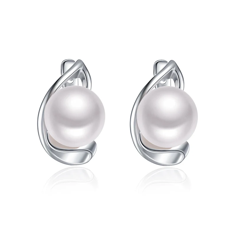 CAA0275EB Freshwater pearls silver earring for women pink purple white optional (2)