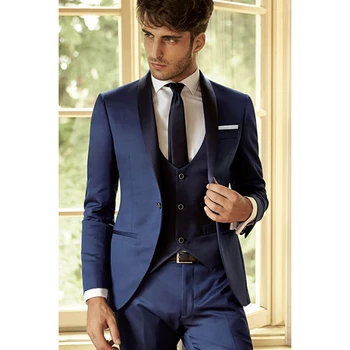 Custom Made Navy Blue Men Suit Slim Fit 3 Piece Groom Suits Shawl Lapel Wedding TuxedosSuits Party Blazer (Jacket+Pant+Vest)
Custom Made Navy Blue Men Suit Slim Fit 3 Piece Groom Suits Shawl Lapel Wedding TuxedosSuits Party Blazer (Jacket+Pant+Vest)