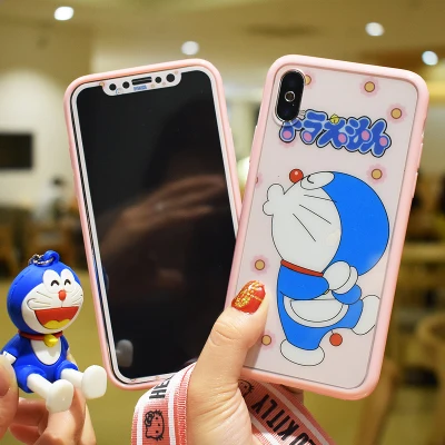 For iPhone X doraemon color case + back & front tempered glass sticker for iPhone 10 8 7 6 6s plus cover 360 protect +3D holder
For iPhone X doraemon color case + back & front tempered glass sticker for iPhone 10 8 7 6 6s plus cover 360 protect +3D holder