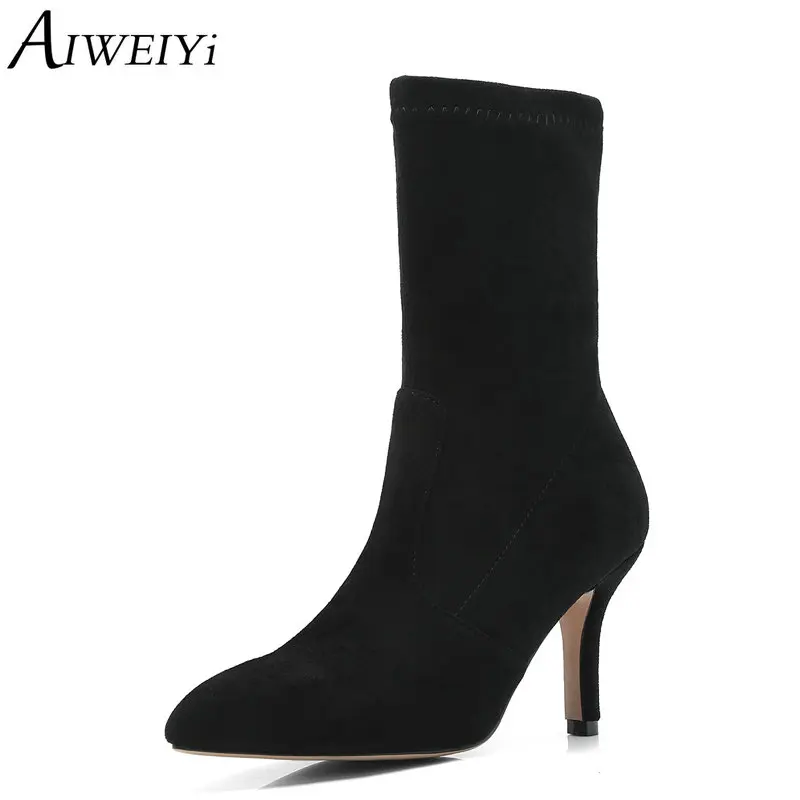 AIWEIYi Woman Mid Calf Boots Black Thin High Heel Fashion Shoes Spring Autumn Sock Boots Ladies Motorcycle Boots
AIWEIYi Woman Mid Calf Boots Black Thin High Heel Fashion Shoes Spring Autumn Sock Boots Ladies Motorcycle Boots