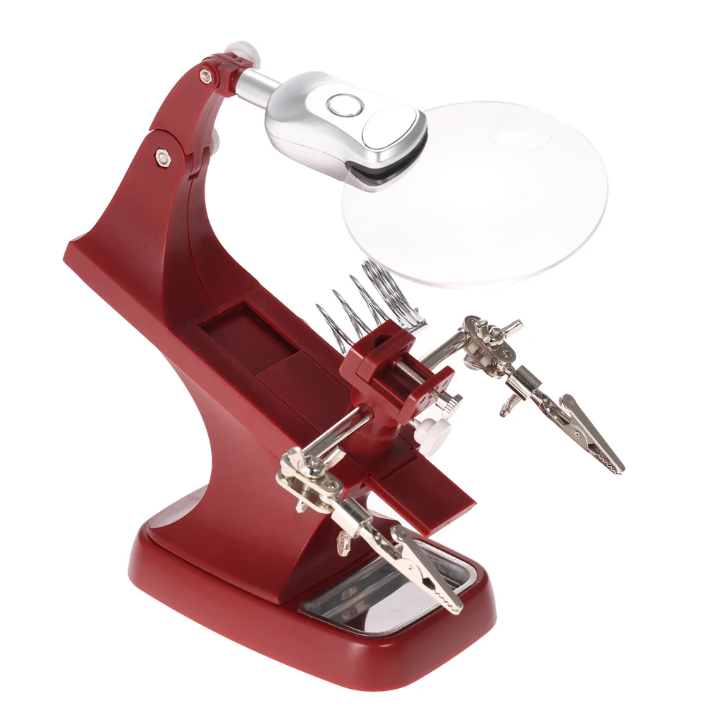 3X/4.5X magnifying glass Magnifier Multi-functional 2 LEDs Alligator Clip Helping Hand Soldering Holder Repair Magnifying Tool
3X/4.5X magnifying glass Magnifier Multi-functional 2 LEDs Alligator Clip Helping Hand Soldering Holder Repair Magnifying Tool