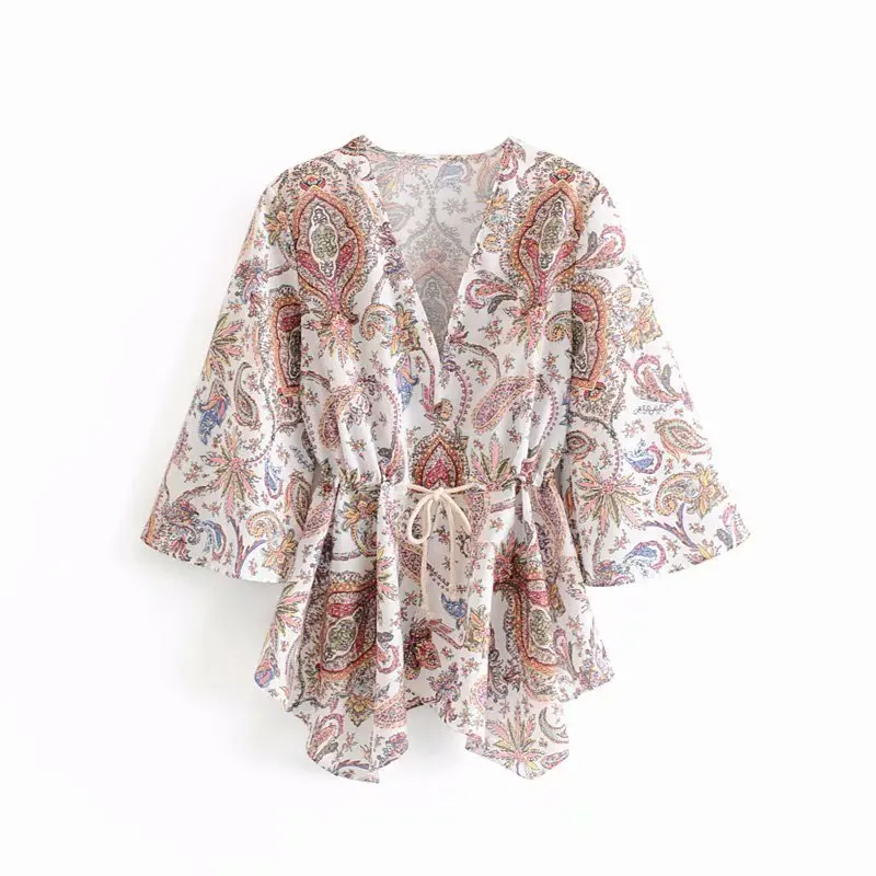 CS940 European Design V Neck Slim Waist Paisley Print Shirts Women Retro Pullover Blouse Tops
CS940 European Design V Neck Slim Waist Paisley Print Shirts Women Retro Pullover Blouse Tops