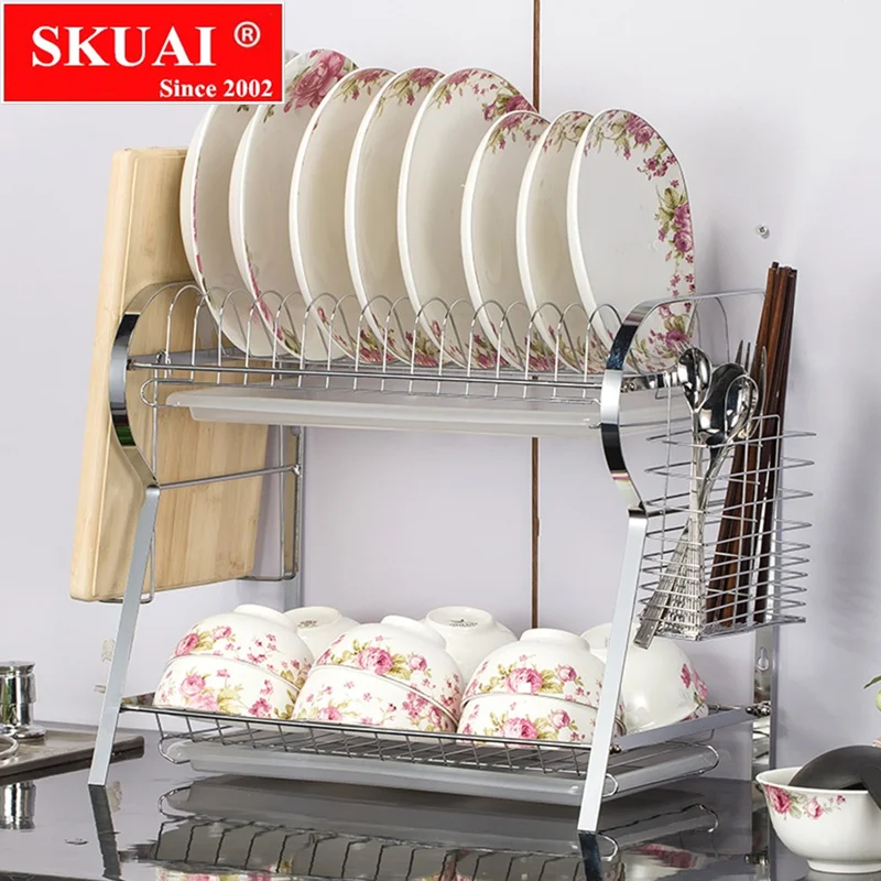 Plate Dish Rack 2 Tier R-Shaped Chrome Stainless Drain Board Drying Drainer Kitchen Accessories Organizer
Plate Dish Rack 2 Tier R-Shaped Chrome Stainless Drain Board Drying Drainer Kitchen Accessories Organizer