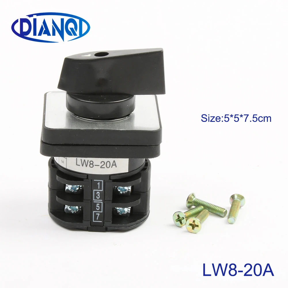 lw8 changeover switch lw8-20/2 20a 380v Universal Changeover combination switch 3 position 2 knots black colour
lw8 changeover switch lw8-20/2 20a 380v Universal Changeover combination switch 3 position 2 knots black colour