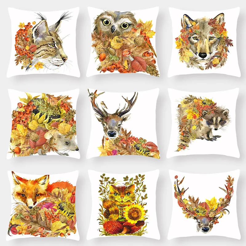 Watercolor Painting Animals Autumn Harvest Cushion Covers Rabbit Heer Cat Fox Bird Hedgehog Cushion Cover White Pillow Case
Watercolor Painting Animals Autumn Harvest Cushion Covers Rabbit Heer Cat Fox Bird Hedgehog Cushion Cover White Pillow Case