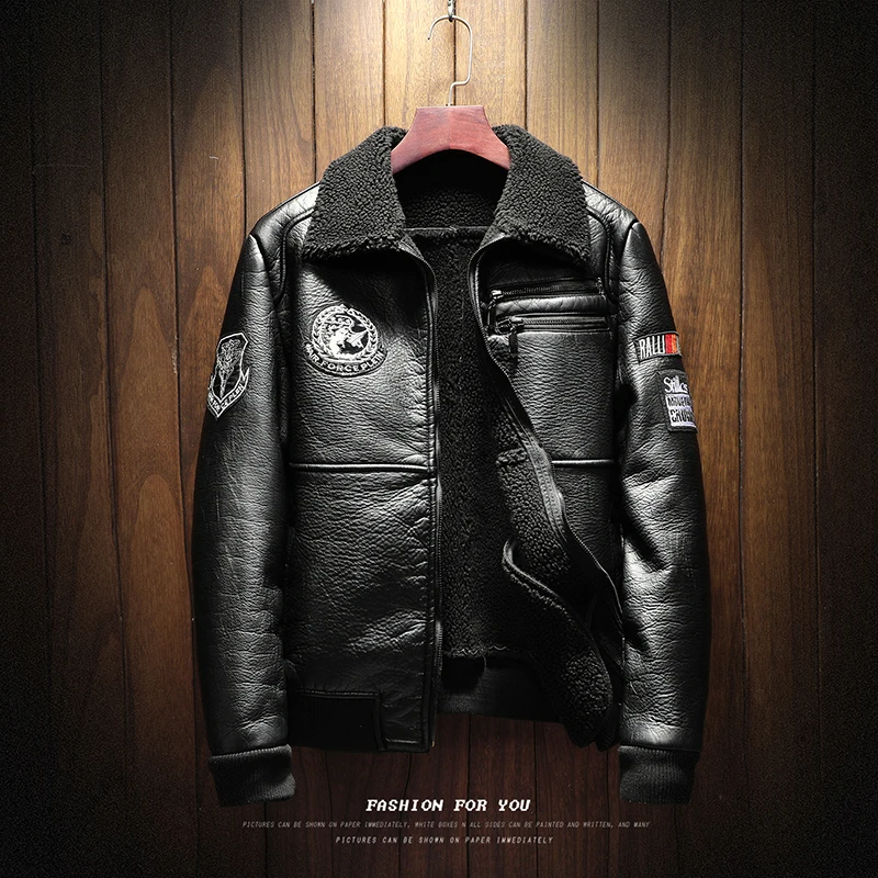 YuWaiJiaRen Winter Men's Faux Leather Thick Warm Plush Liner Full Collar Men Suede PU Leather Jacket Male Bomber Coat
YuWaiJiaRen Winter Men's Faux Leather Thick Warm Plush Liner Full Collar Men Suede PU Leather Jacket Male Bomber Coat