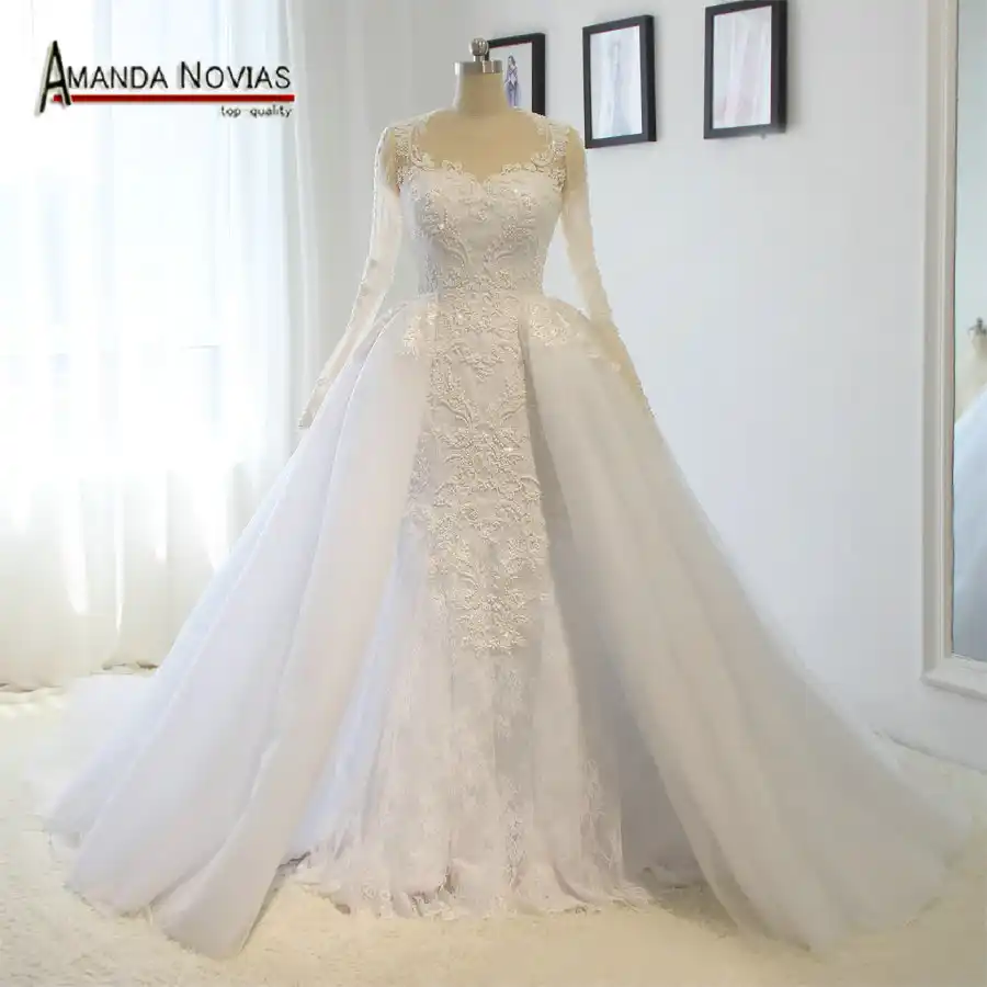 Luxury Detachable Train Wedding Dress 2019 Arabic Patterns