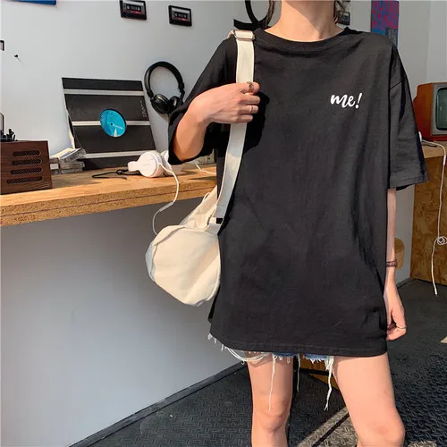 Letter Printed Casual Loose Cute Oversize Fashion Basic All Match Fashion 2019 New Arrival Vintage Long Design Short Sleeve Tops
Letter Printed Casual Loose Cute Oversize Fashion Basic All Match Fashion 2019 New Arrival Vintage Long Design Short Sleeve Tops
