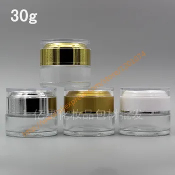 30g clear glass cream jar with shiny silver/white/gold/matte gold acrylic cover,30 gram clear cosmetic jar,for sample/eye cream
30g clear glass cream jar with shiny silver/white/gold/matte gold acrylic cover,30 gram clear cosmetic jar,for sample/eye cream