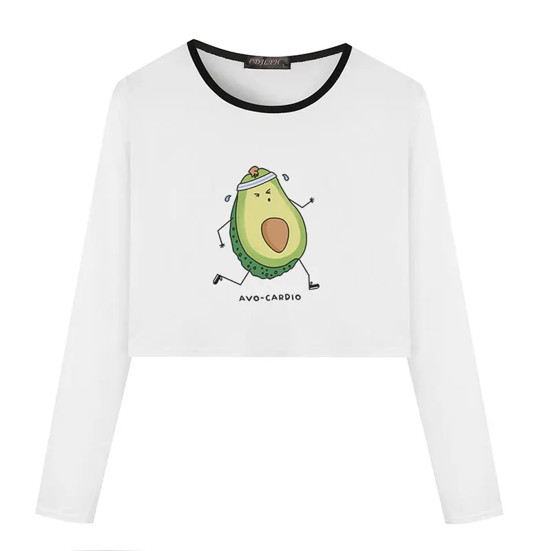 2018 New T-shirt Women Korean Style Vogue Casual Kawaii Cartoon Cute Avocado Printed Harajuku Kawaii TShirt Long Sleeve Crop Top
2018 New T-shirt Women Korean Style Vogue Casual Kawaii Cartoon Cute Avocado Printed Harajuku Kawaii TShirt Long Sleeve Crop Top