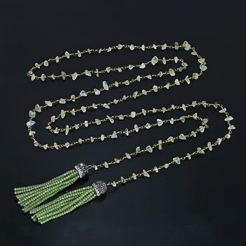 Pale Green Bohemian Long Necklaces 150cm Long Natural Prehnite Chips Bead Necklaces Sparkling Crystal Tassel Necklaces For Women
Pale Green Bohemian Long Necklaces 150cm Long Natural Prehnite Chips Bead Necklaces Sparkling Crystal Tassel Necklaces For Women